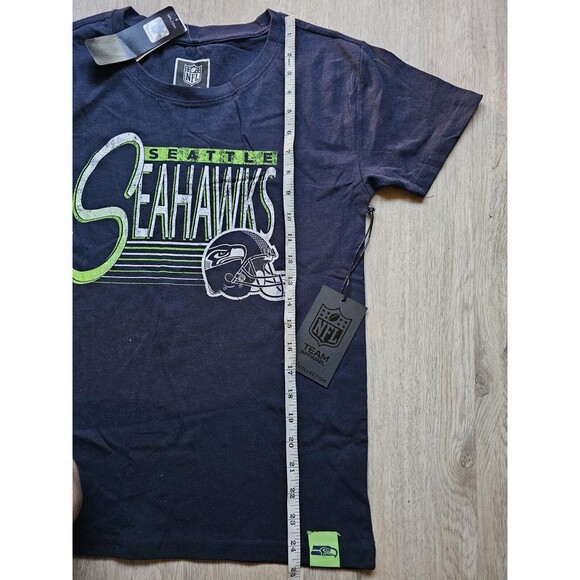 NWT NFL Womens Small Seattle Seahawks Tee Blue Neon Green Tshirt Short Sleeves - Picture 4 of 5